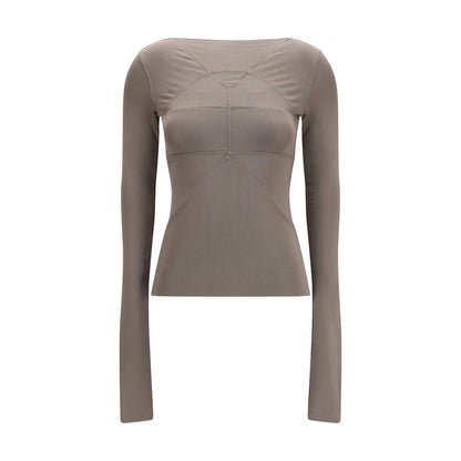 Blouse by Rick Owens for women in stretch viscose gray, featuring a nuanced long-sleeve and nuanced v-neck neckline for a sophisticated finish.
