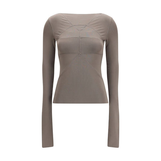 Blouse by Rick Owens for women in stretch viscose gray, featuring a nuanced long-sleeve and nuanced v-neck neckline for a sophisticated finish.