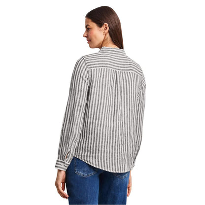Street One Women's Linen Shirt - Brown Striped
