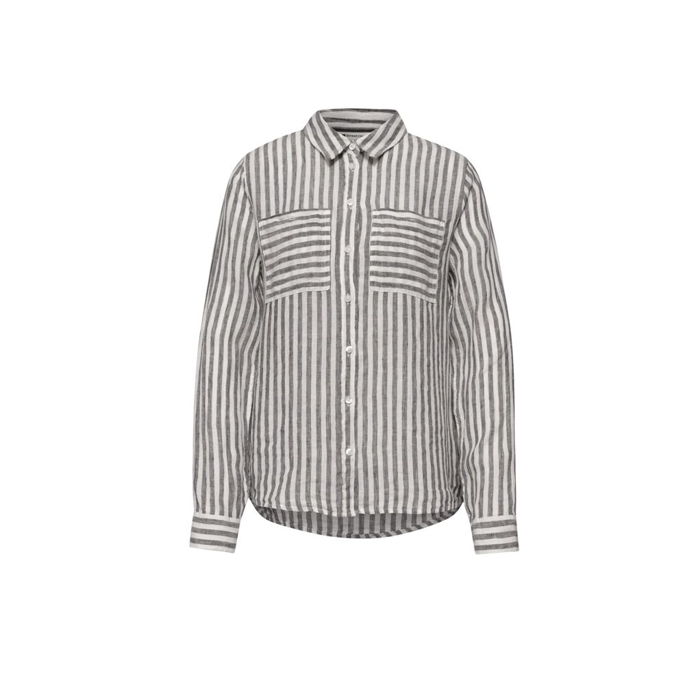 Street One Women's Linen Shirt - Brown Striped