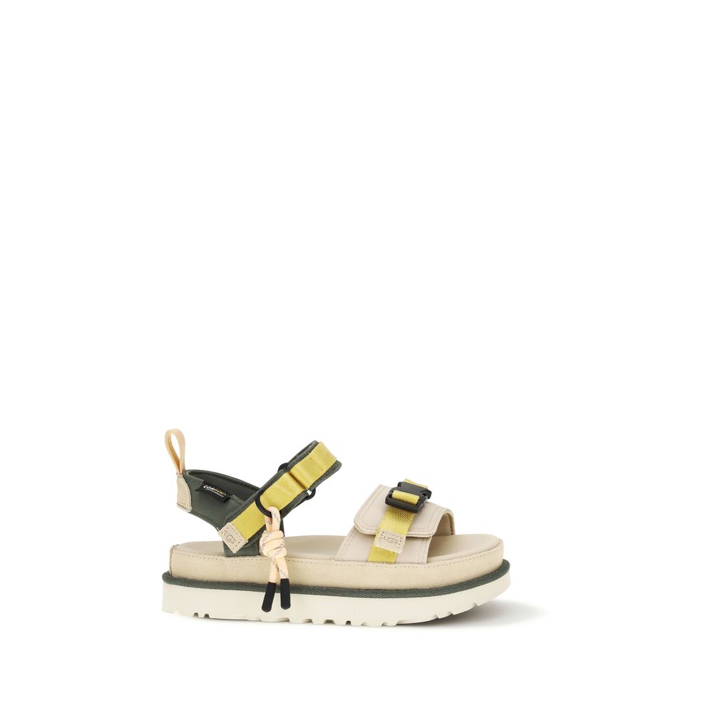 Flat Ankle Strap Sandals by UGG for women in cordura & polyester beige & natural features an exquisite silhouette, showcasing the exquisite Cordura Women's & Polyester Flat Ankle Strap Sandals with a flat and .