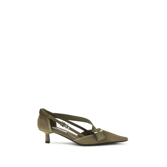 Mid-Heel Kitten Pumps Heels by Prada for women in cotton canvas leather bicolour showcases a exquisite silhouette, perfectly accentuating Women's Cotton Canvas Leather Mid-Heel Kitten Pumps Heels with a exquisite mid-heel kitten-heel and exquisite .