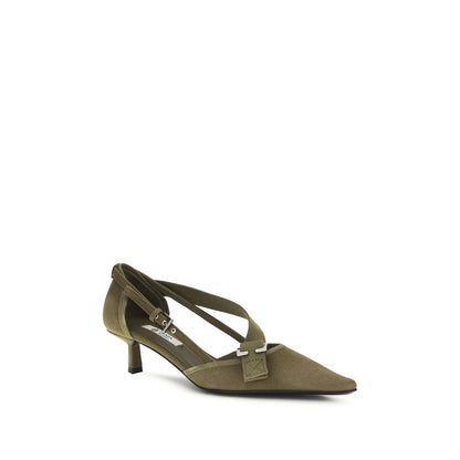 Mid-Heel Kitten Pumps Heels by Prada for women in cotton canvas leather bicolour features a effortlessly chic Women's Cotton Canvas Leather Mid-Heel Kitten Pumps Heels design with a sophisticated mid-heel kitten-heel and elegant .