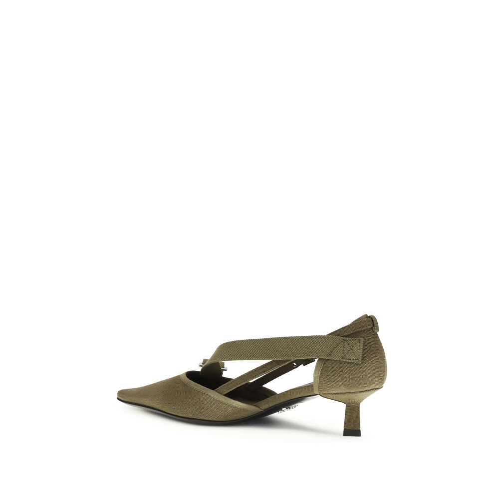 Mid-Heel Kitten Pumps Heels by Prada for women in cotton canvas leather bicolour features an effortlessly chic silhouette from the Women's Cotton Canvas Leather Mid-Heel Kitten Pumps Heels collection, showcasing a mid-heel kitten-heel and effortlessly chic for a effortlessly chic look.