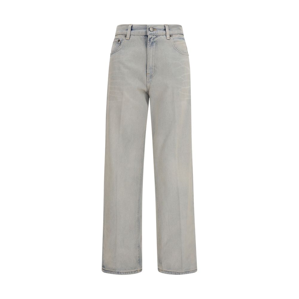 Jeans by Haikure for women in denim cotton blue & natural features an sartorial straight, relaxed-fit & regular-fit and long with a cut for a sartorial finish.