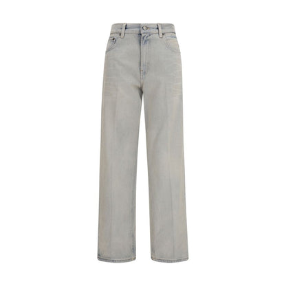 Jeans by Haikure for women in denim cotton blue & natural features an sartorial straight, relaxed-fit & regular-fit and long with a cut for a sartorial finish.