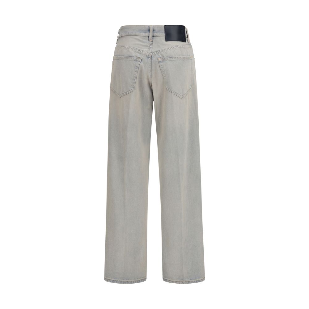 Jeans by Haikure for women in denim cotton blue & natural presents a tailored silhouette, showcasing a tailored straight, relaxed-fit & regular-fit and long cut with a refined for a truly tailored aesthetic.
