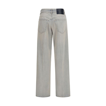 Jeans by Haikure for women in denim cotton blue & natural presents a tailored silhouette, showcasing a tailored straight, relaxed-fit & regular-fit and long cut with a refined for a truly tailored aesthetic.