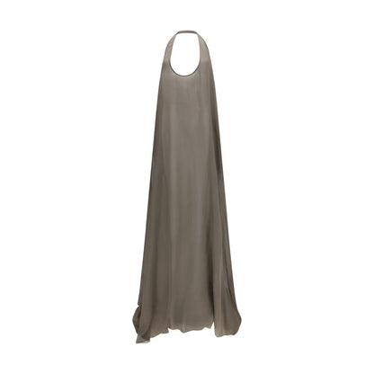 Rick Owens Women's Gown Sleeveless Silk Long Dress - Gray Signature