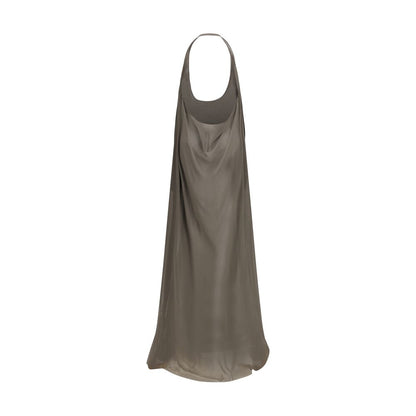 Rick Owens Women's Gown Sleeveless Silk Long Dress - Gray Signature