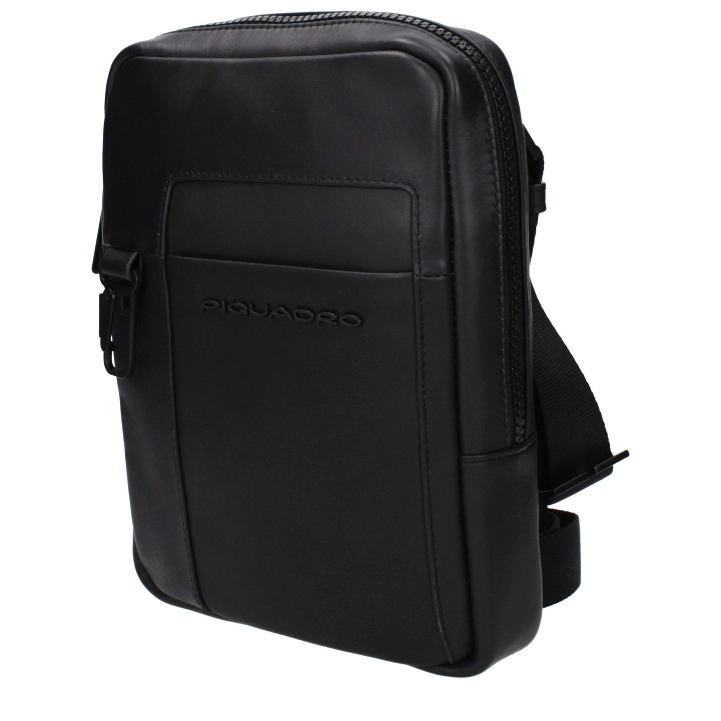 Crossbody Messenger Bag by Piquadro for men in leather black features a statement-making Leather Crossbody Messenger Bag design with a secure , statement-making , and versatile crossbody-strap & adjustable-strap for a sophisticated look.
