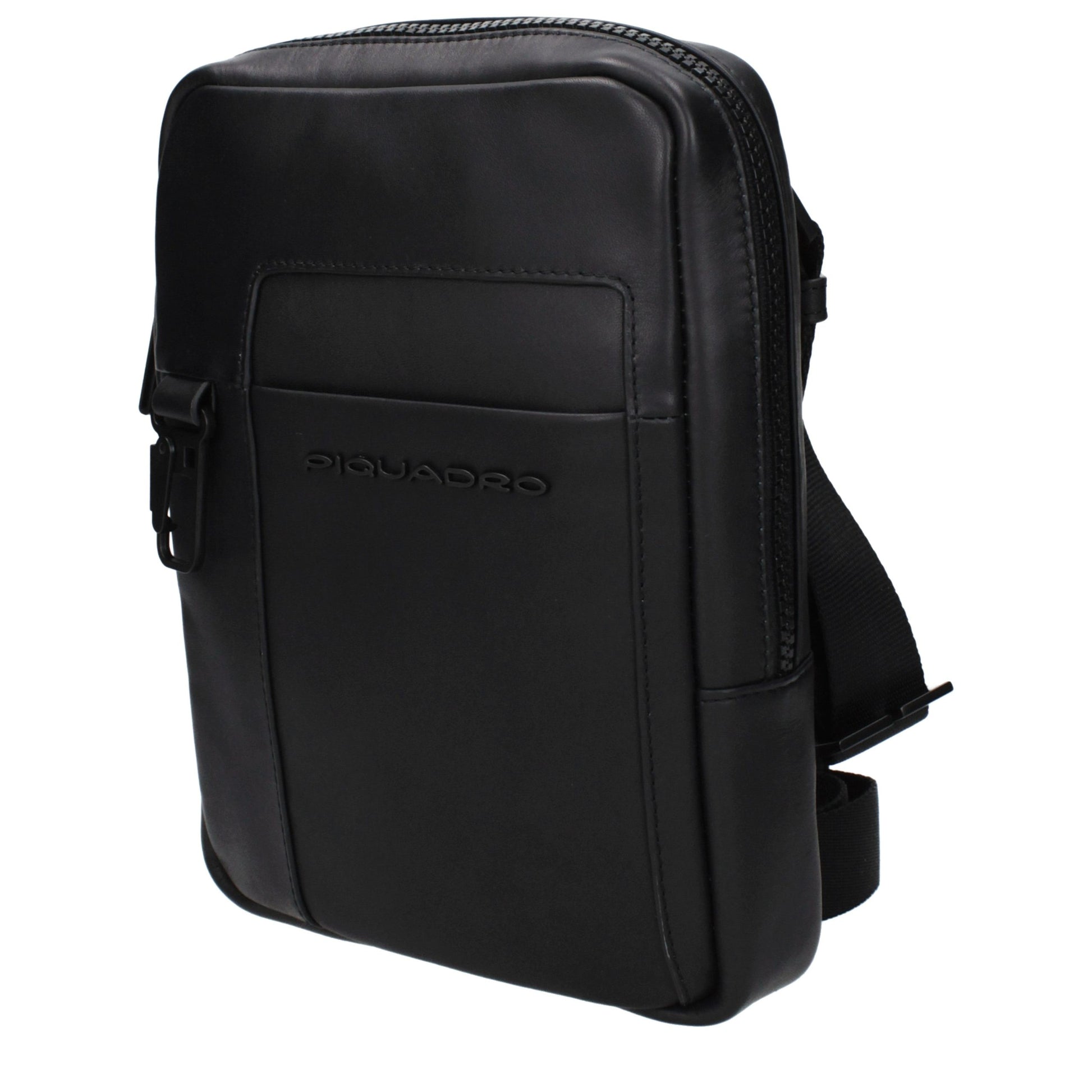Crossbody Messenger Bag by Piquadro for men in leather black features a statement-making Leather Crossbody Messenger Bag design with a secure , statement-making , and versatile crossbody-strap & adjustable-strap for a sophisticated look.