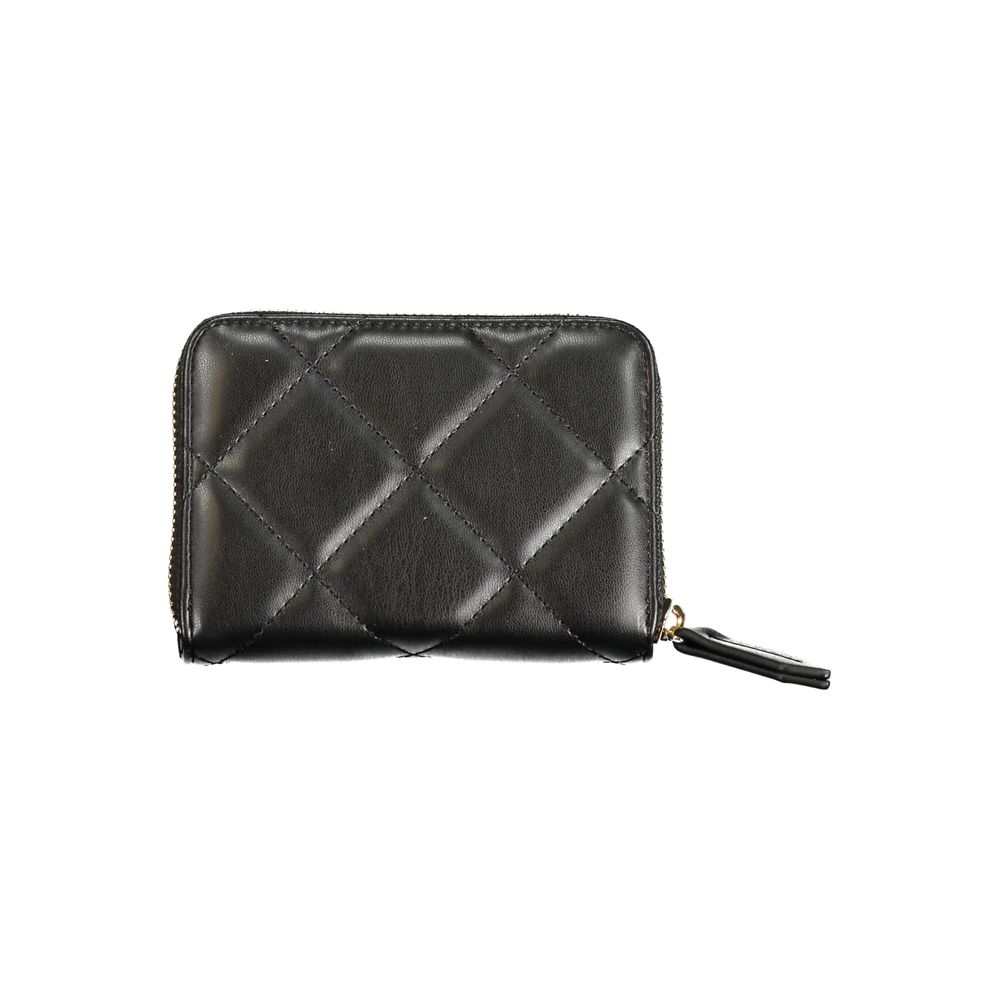 Wallet by Mario Valentino for women in polyurethane black presents a refined silhouette, artfully capturing the essence of the Polyurethane Wallet design with sophisticated for a refined look.