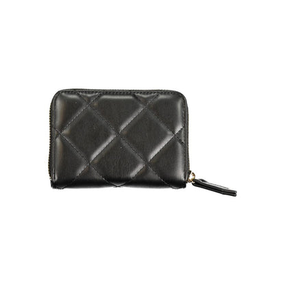 Wallet by Mario Valentino for women in polyurethane black presents a refined silhouette, artfully capturing the essence of the Polyurethane Wallet design with sophisticated for a refined look.