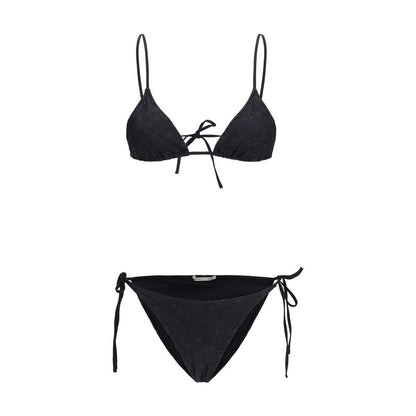 This Bikini by Kristina Ti for women in stretch polyester black & floral features a beach chic silhouette from the Women's Stretch Polyester Bikini collection, showcasing a beach chic cut for a refined poolside look.