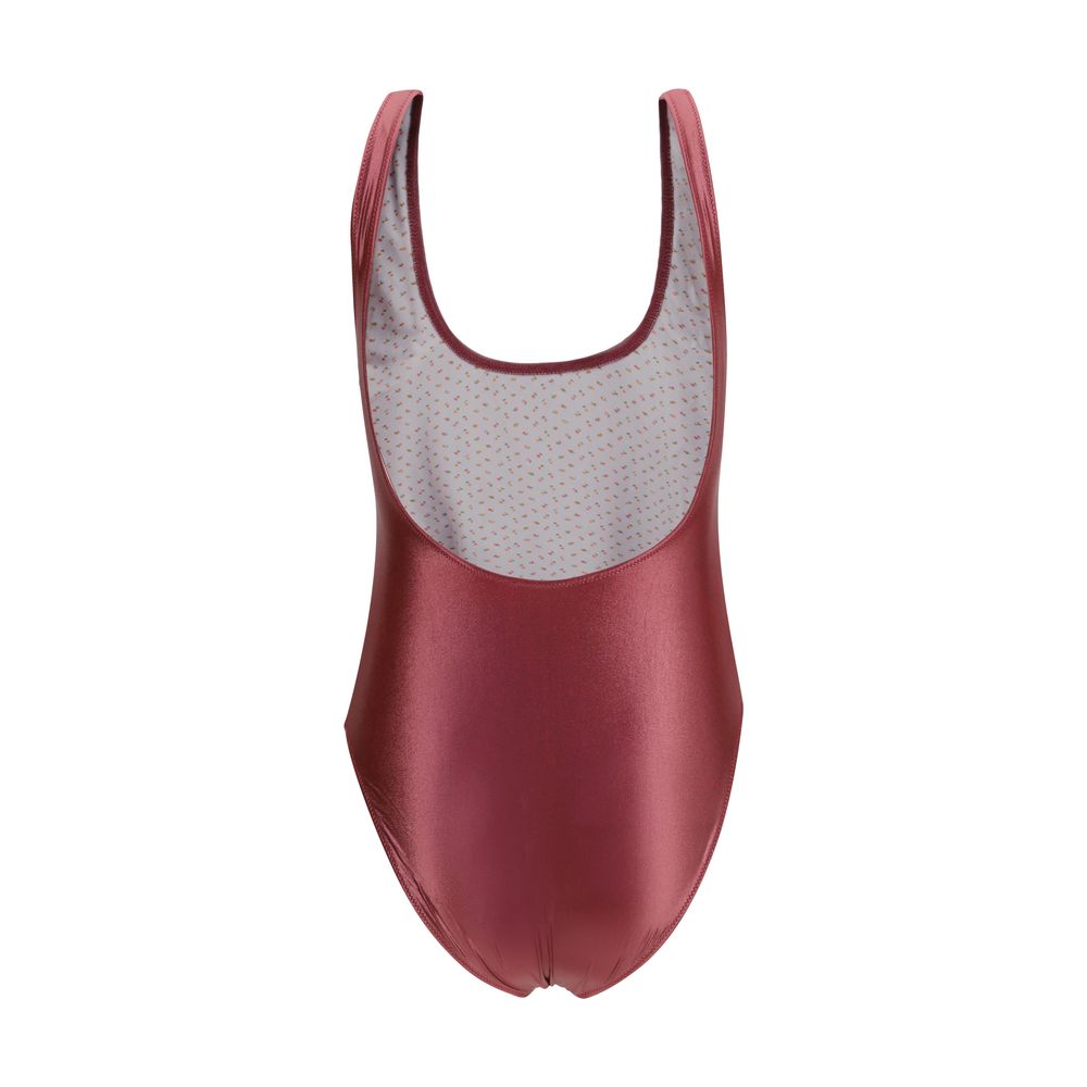 One-Piece Swimsuit by Kristina Ti for women in stretch polyamide bordeaux, floral & print showcases a captivating silhouette, artfully capturing the essence of the captivating Women's Stretch Polyamide One-Piece Swimsuit design for a sophisticated look.