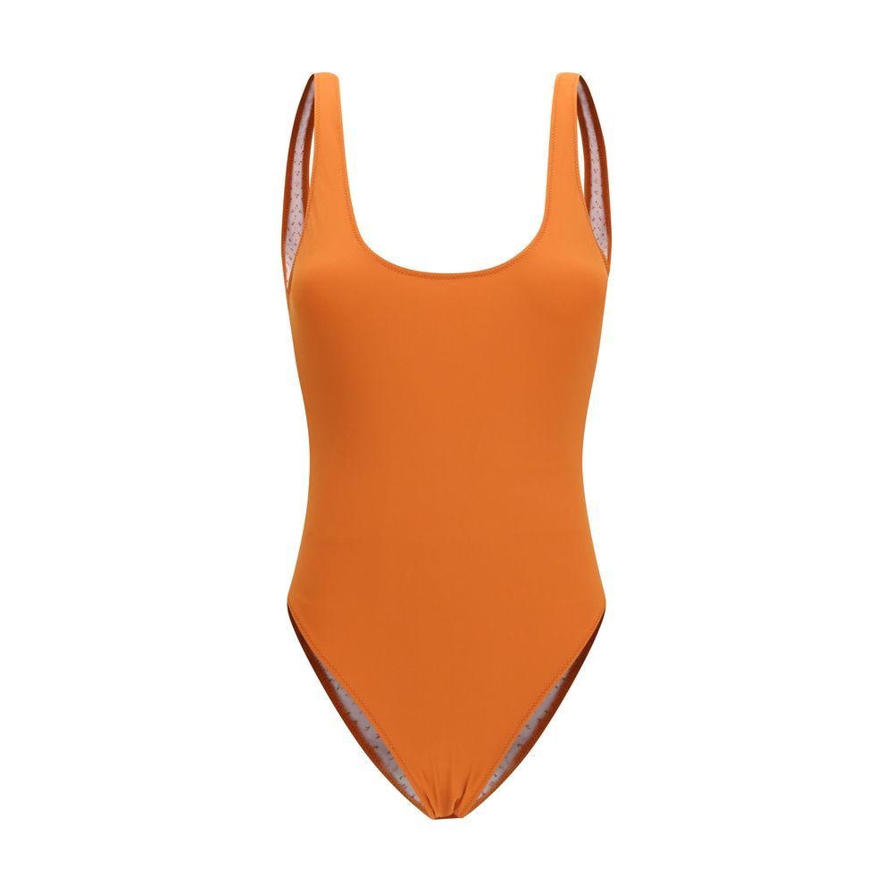One-Piece Swimsuit by Kristina Ti for women in stretch polyamide orange, floral & print features an jaw dropping silhouette, showcasing the jaw dropping Women's Stretch Polyamide One-Piece Swimsuit design with a sophisticated cut for a jaw dropping finish.