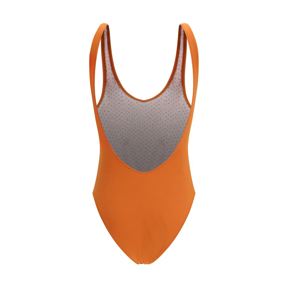 One-Piece Swimsuit by Kristina Ti for women in stretch polyamide orange, floral & print features a contemporary silhouette, showcasing the contemporary cut of this Women's Stretch Polyamide One-Piece Swimsuit for a sophisticated, contemporary beachwear aesthetic.