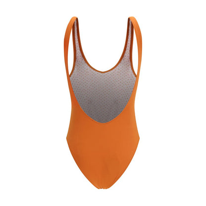 One-Piece Swimsuit by Kristina Ti for women in stretch polyamide orange, floral & print features a contemporary silhouette, showcasing the contemporary cut of this Women's Stretch Polyamide One-Piece Swimsuit for a sophisticated, contemporary beachwear aesthetic.