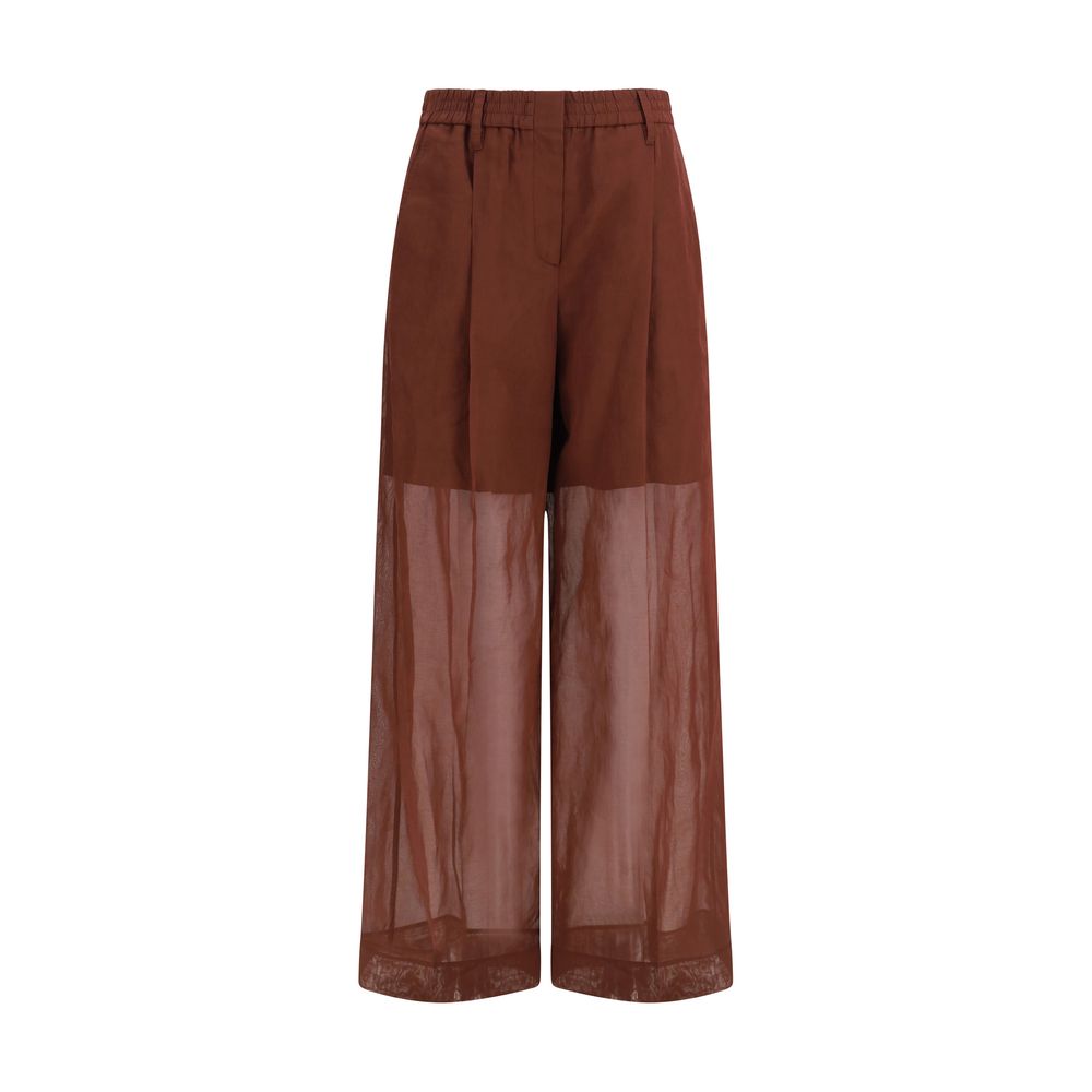Track Pants by Brunello Cucinelli for women in cotton & silk brown & signature features a ergonomic regular-fit and long with a comfortable and high-performance .