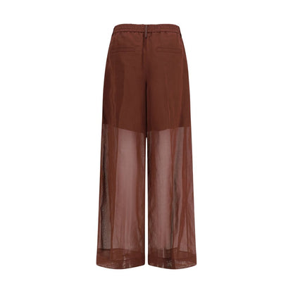 Track Pants by Brunello Cucinelli for women in cotton & silk brown & signature features a versatile regular-fit and long cut with a comfortable , showcasing innovative .