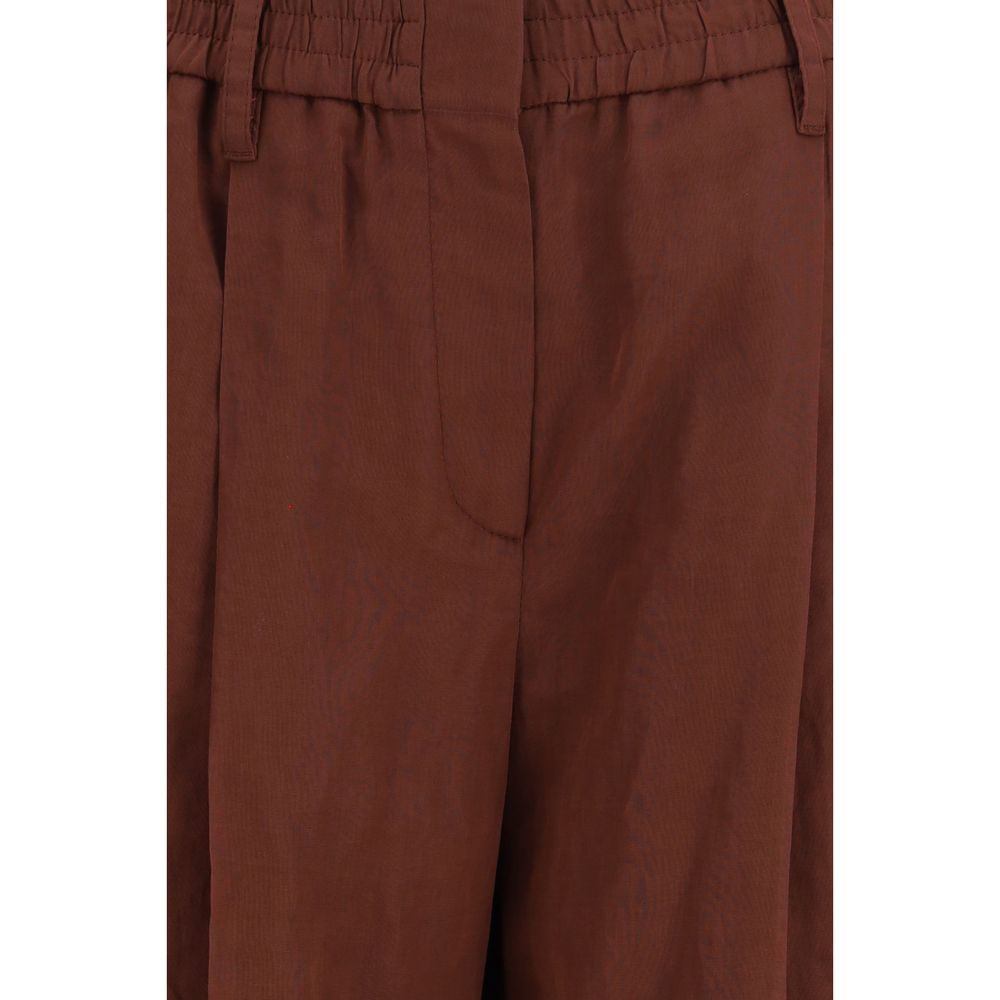 Track Pants by Brunello Cucinelli for women in cotton & silk brown & signature features an athletic regular-fit and long cut with a comfortable , seamlessly detailed with functional .