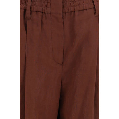 Track Pants by Brunello Cucinelli for women in cotton & silk brown & signature features an athletic regular-fit and long cut with a comfortable , seamlessly detailed with functional .