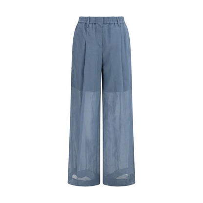 Track Pants by Brunello Cucinelli for women in cotton & silk blue & signature features an dynamic regular-fit and long cut with a comfortable , expertly detailed with high-performance .