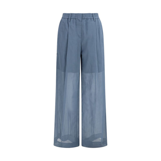 Track Pants by Brunello Cucinelli for women in cotton & silk blue & signature features an dynamic regular-fit and long cut with a comfortable , expertly detailed with high-performance .