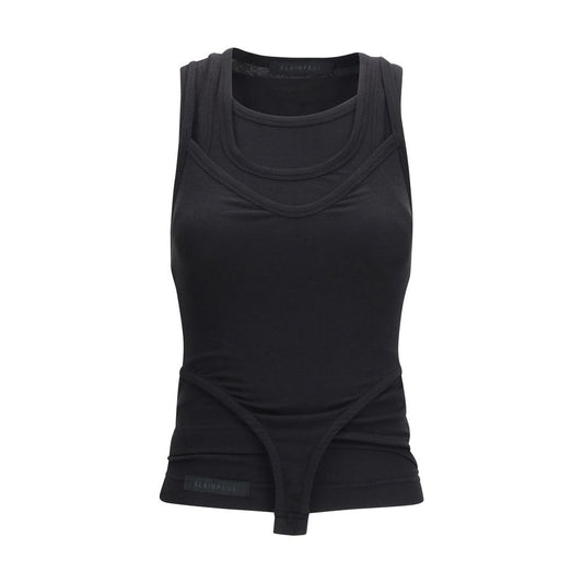 Tank Top by ALAINPAUL for women in stretch cotton & lyocell black showcases a perennial silhouette, artfully detailed with a sleeveless design and a perennial .