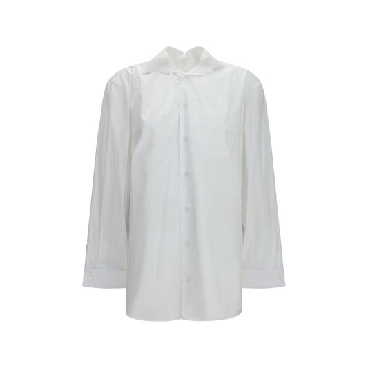 Shirt by ALAINPAUL for women in cotton white, featuring a nuanced long-sleeve and nuanced hooded high-collar neckline for a sophisticated finish.