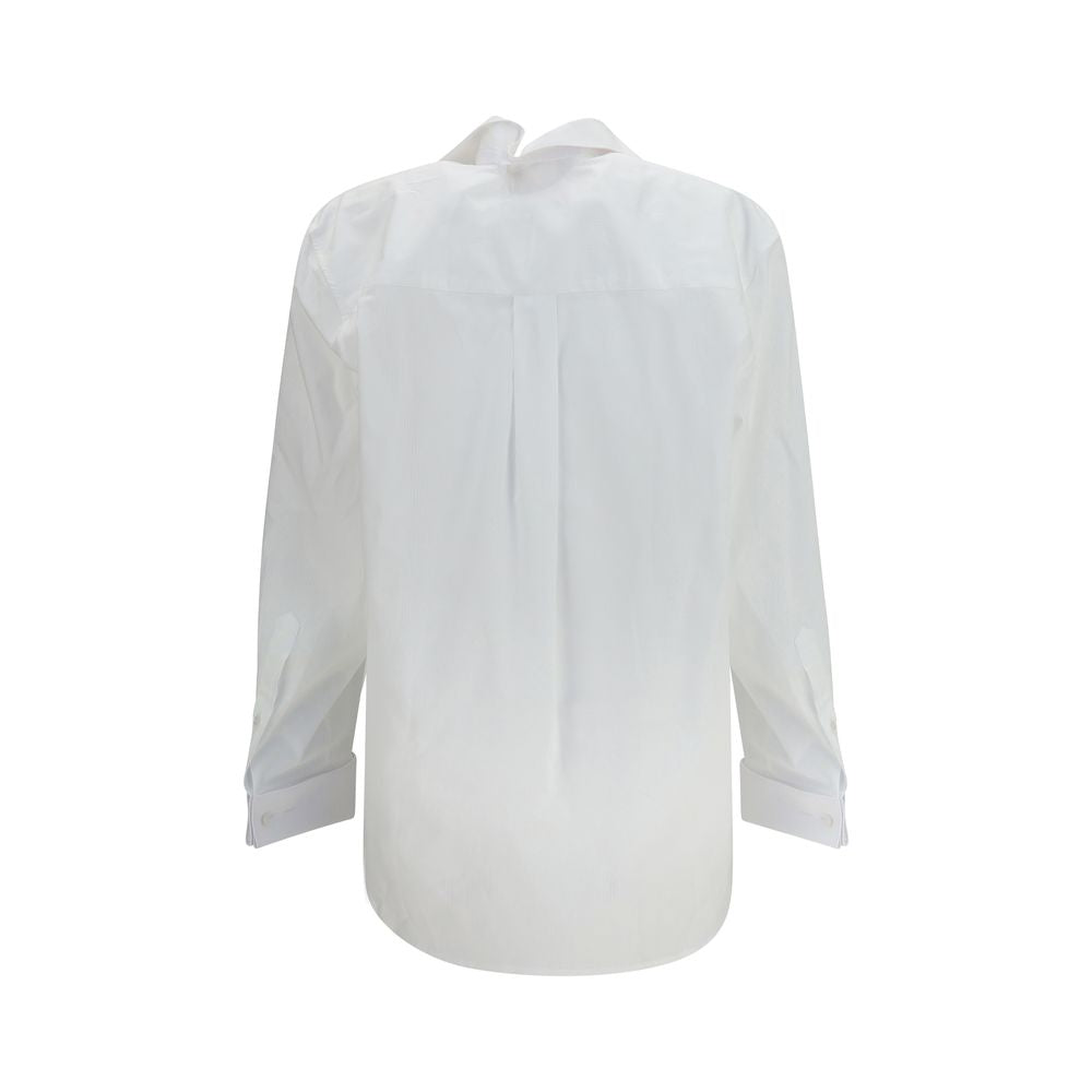 Shirt by ALAINPAUL for women in cotton white presents a discerning silhouette, showcasing a sophisticated hooded high-collar neckline and for a truly discerning finish.