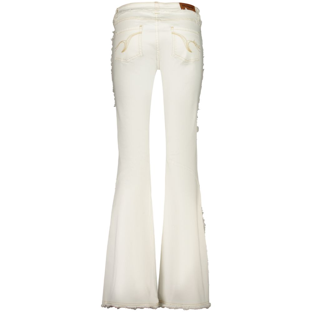Jeans by Desigual for women in denim cotton white features a polished silhouette with a polished flared & regular-fit, reaching a polished long and finished with a polished .
