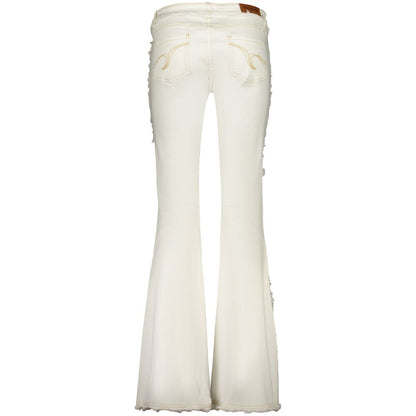 Jeans by Desigual for women in denim cotton white features a polished silhouette with a polished flared & regular-fit, reaching a polished long and finished with a polished .