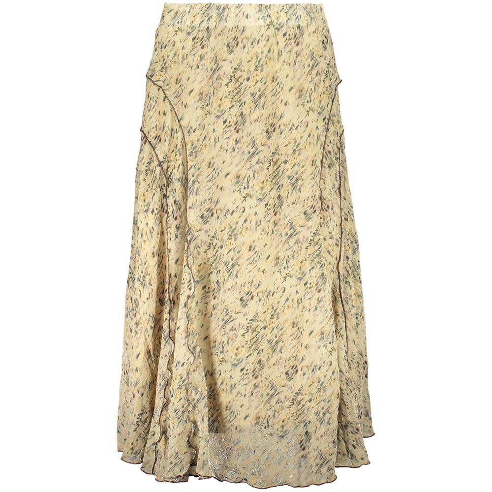 Skirt by Desigual for women in polyester beige & patterned features a sublime silhouette, showcasing the sublime design of the Women's Polyester Skirt in a sophisticated long.