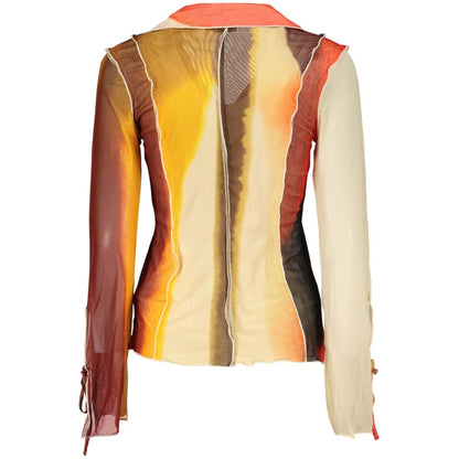 Shirt by Desigual for women in polyester beige & patterned showcases a sleek silhouette, elegantly detailed with a sleek v-neck neckline and for a sleek finish.