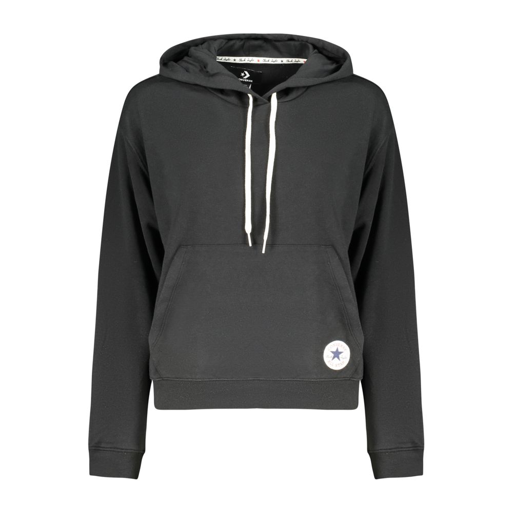 Hooded Sweatshirt Hoodie by Converse for women in cotton black features an avant-garde silhouette, showcasing a sophisticated hooded neckline and detail for a truly avant-garde finish.