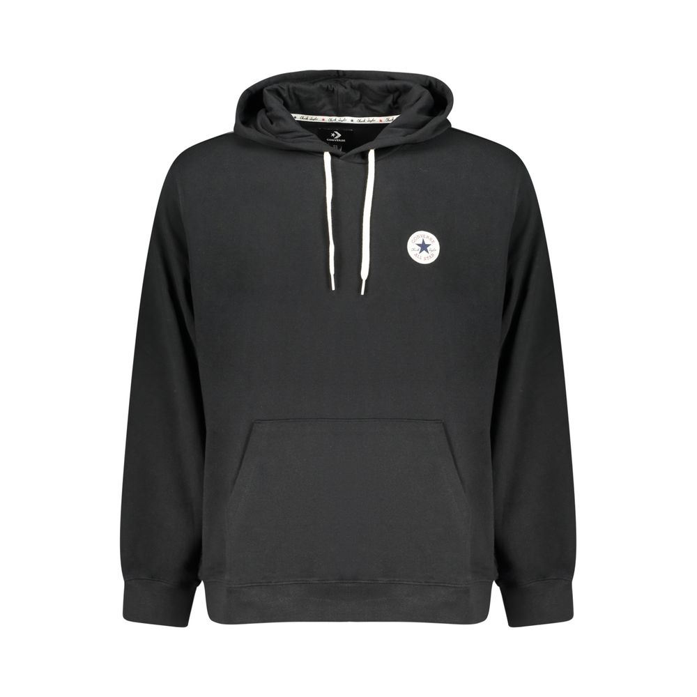 Hooded Sweatshirt Hoodie by Converse for men in cotton black features a authentic silhouette, showcasing a sophisticated hooded neckline and authentic detail for a refined finish.