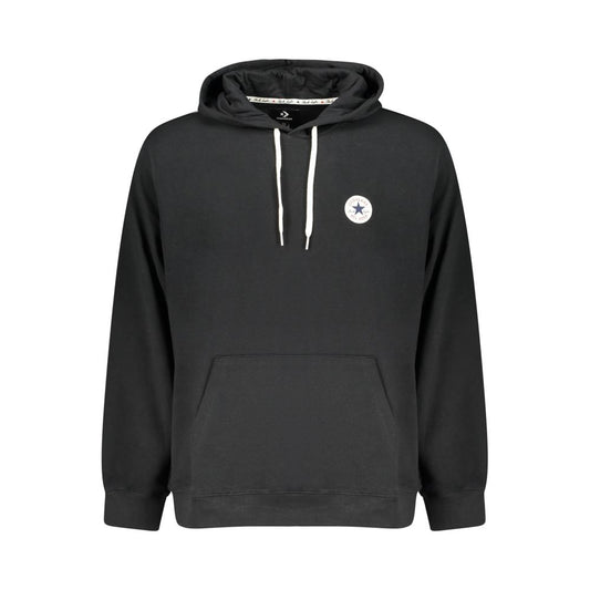 Hooded Sweatshirt Hoodie by Converse for men in cotton black features a authentic silhouette, showcasing a sophisticated hooded neckline and authentic detail for a refined finish.