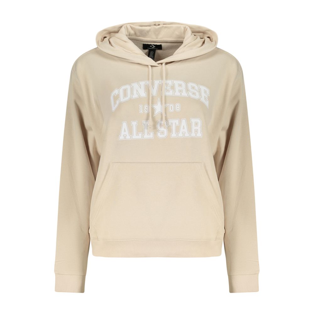 Hooded Sweatshirt Hoodie by Converse for women in cotton beige & print features an dramatic silhouette, showcasing a sophisticated hooded neckline and dramatic for a refined, modern aesthetic.