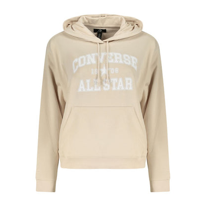 Hooded Sweatshirt Hoodie by Converse for women in cotton beige & print features an dramatic silhouette, showcasing a sophisticated hooded neckline and dramatic for a refined, modern aesthetic.