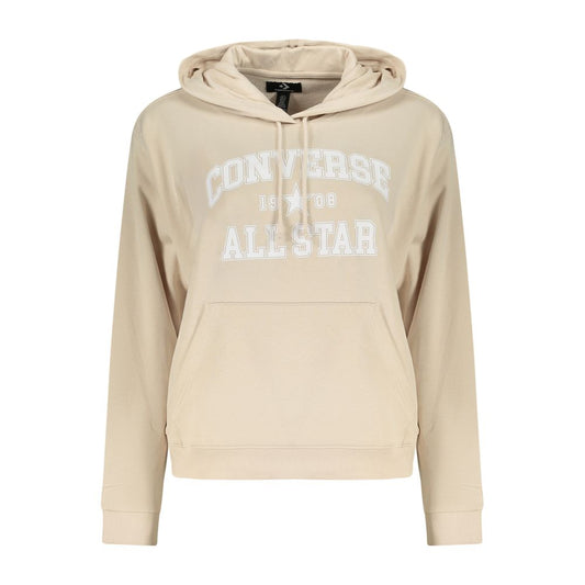 Hooded Sweatshirt Hoodie by Converse for women in cotton beige & print features an dramatic silhouette, showcasing a sophisticated hooded neckline and dramatic for a refined, modern aesthetic.