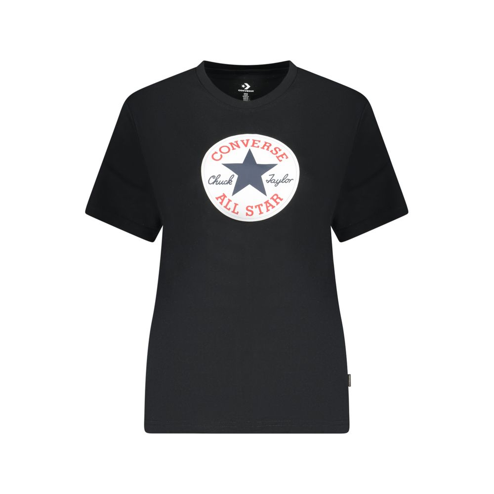 Polo Shirt by Converse for women in cotton black & print showcases a enviable silhouette, featuring a refined crew neckline and for a enviable finish.