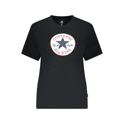 Polo Shirt by Converse for women in cotton black & print showcases a enviable silhouette, featuring a refined crew neckline and for a enviable finish.