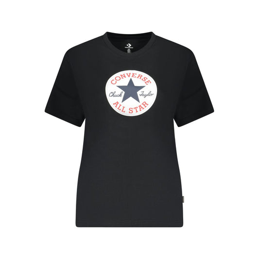 Polo Shirt by Converse for women in cotton black & print showcases a enviable silhouette, featuring a refined crew neckline and for a enviable finish.