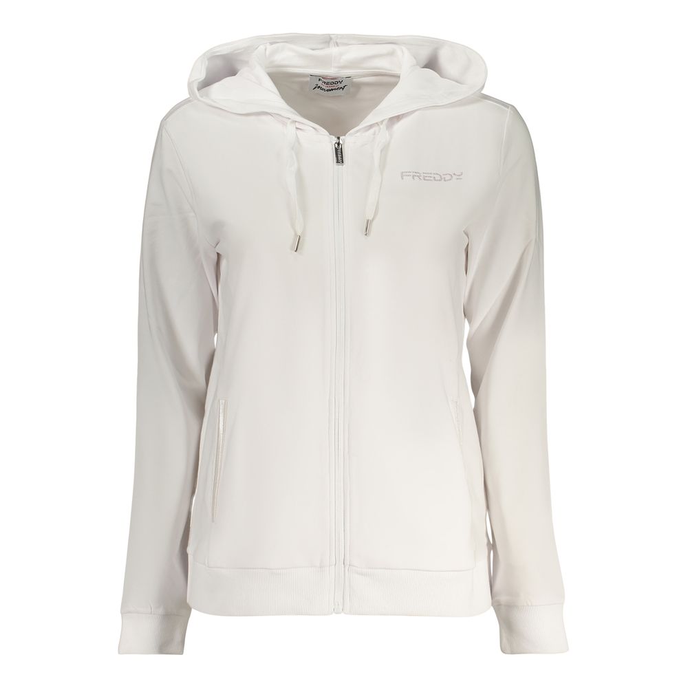 Hooded Sweatshirt Hoodie by Freddy for women in cotton white features an dramatic silhouette, showcasing a sophisticated hooded neckline and dramatic for a refined, modern aesthetic.