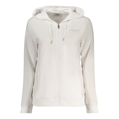 Hooded Sweatshirt Hoodie by Freddy for women in cotton white features an dramatic silhouette, showcasing a sophisticated hooded neckline and dramatic for a refined, modern aesthetic.