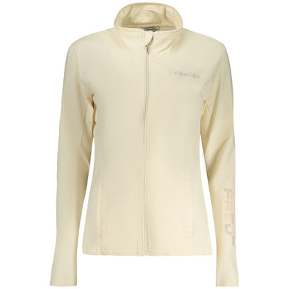 Sweatshirt by Freddy for women in cotton beige & print showcases a slouchy chic silhouette, artfully detailed with a slouchy chic and for a slouchy chic finish.