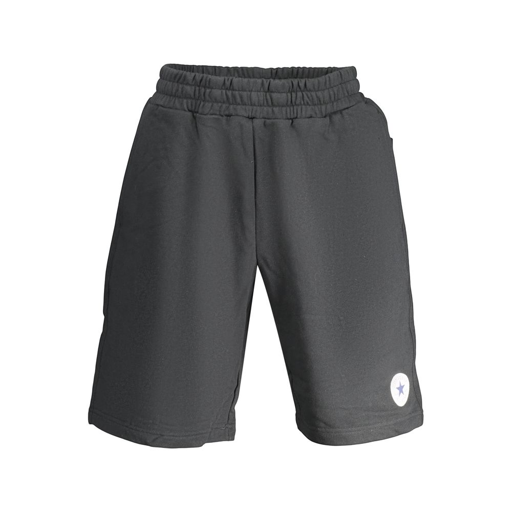 Activewear Shorts by Converse for men in cotton black features a kinetic silhouette, showcasing adjustable-waistband with a kinetic regular-fit, short, and for a premium athletic look.