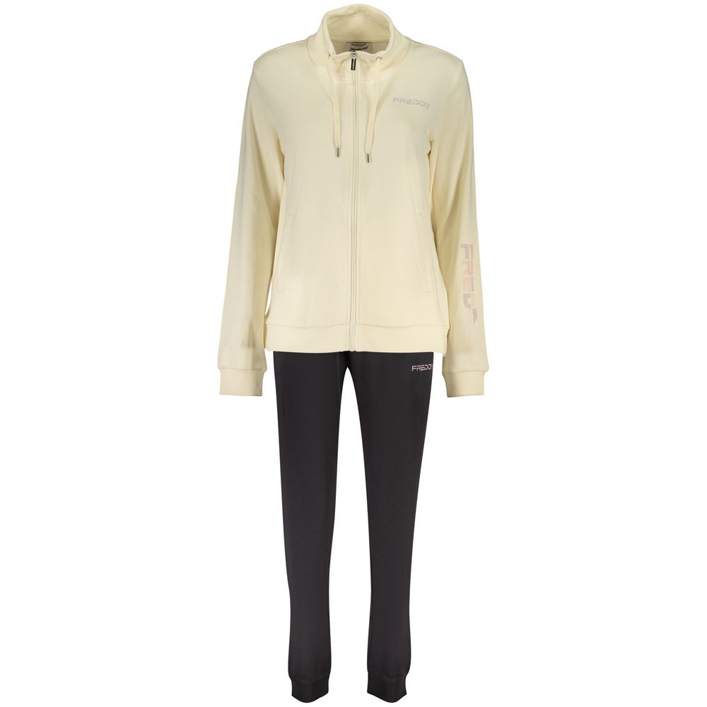 Sweatshirt by Freddy for women in cotton & rhinestone beige, black & print presents a smart casual silhouette, featuring a smart casual and for a sophisticated look.